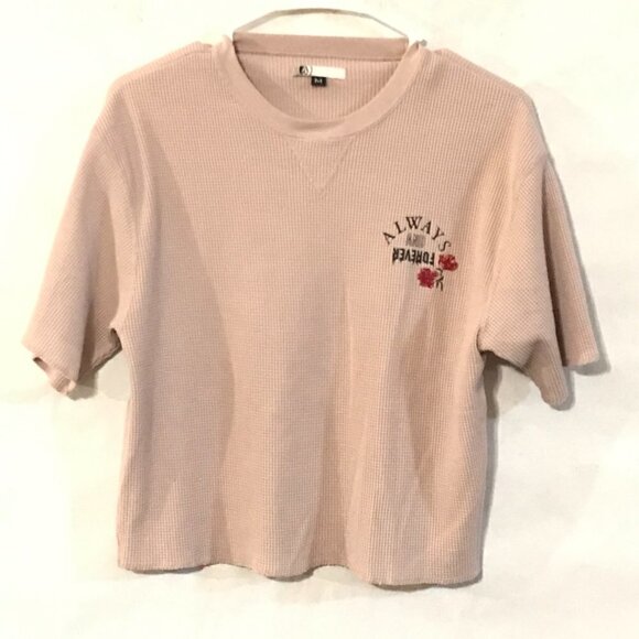 Volcom Women Top Carnation Pink Roses Floral Blouse Tee Quilted Shirt Medium - Picture 2 of 6